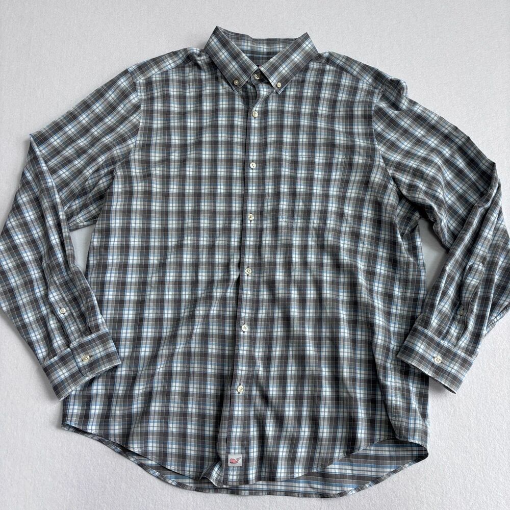Vineyard Vines Performance Classic Fit Murray Shirt Mens XL Gray Plaid Preppy